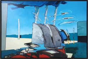 Robert Volmer - Olieverf op doek 'Echoes and shadows' - Ingelijst (Zeer groot) verkocht voor € 550!