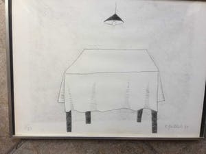 Klaas Gubbels - Tafel met lamp - handgesigneerde litho uit 1979 kopen? Bied vanaf 115!