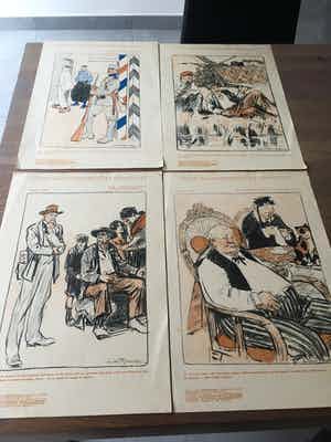 Louis Raemaekers - Collectie strijdplaatjes voor 'Voor Algemeenen Oefenplicht' verkocht voor € 60!