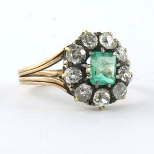 BWG rose kleurige entourage ring met smaragd en Bolsjewiek geslepen diamant kopen? Bied vanaf 700!