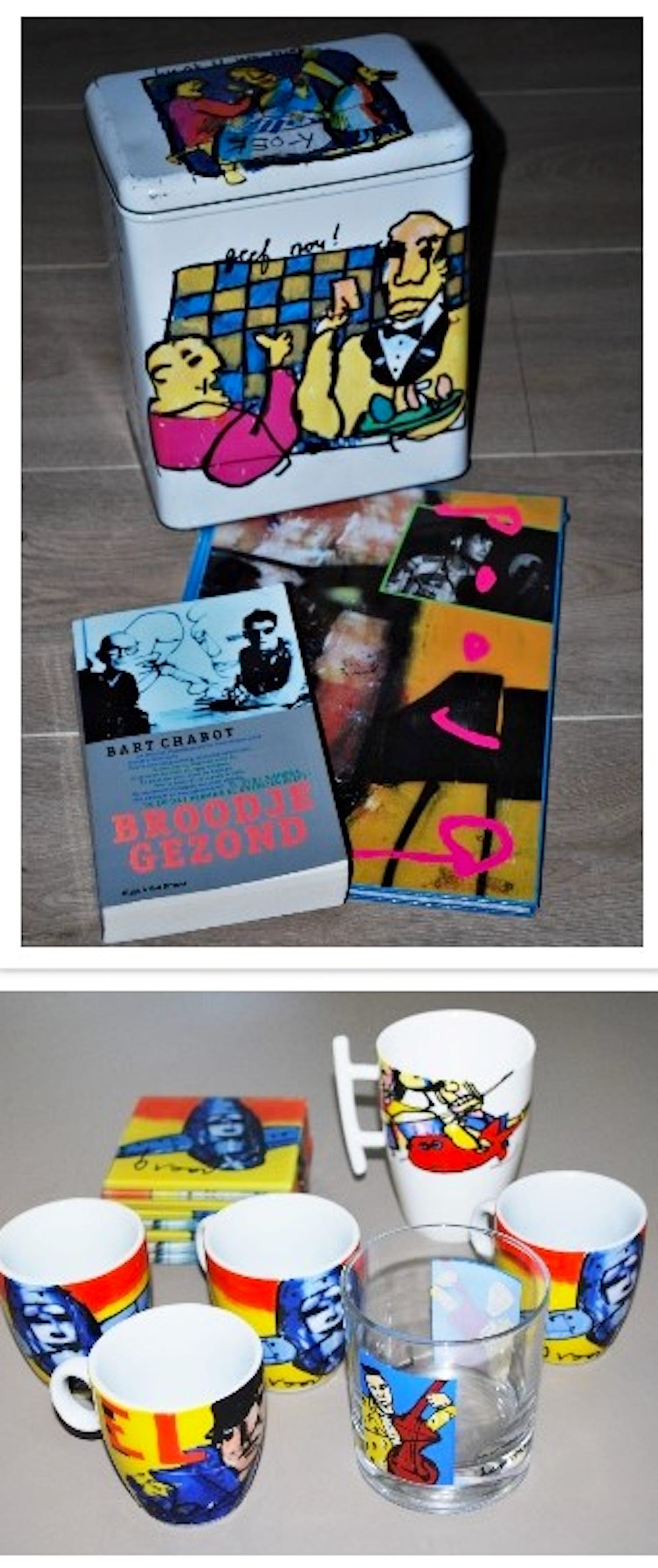 Herman Brood - groot bewaarblik, 2 boeken, serviesgoed verkocht voor € 50!