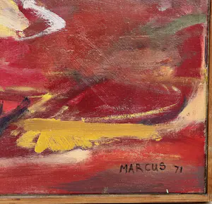 Marcus De Vestele - Das rote Opfer – Bedeutendes Gemälde der belgischen Cobra-Gruppe, 1971 kopen? Bied vanaf 190!