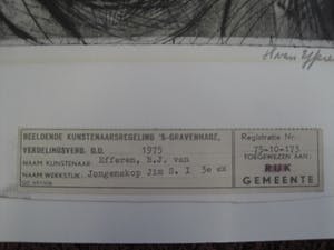 Hans van Efferen - Mooie 1975 zwart-wit Lino/Houtsnede "portret van Jim" gesigneerd kopen? Bied vanaf 32!