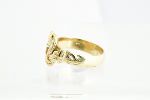 175- Mooi bewerkte 18 krt geel gouden Surinaamse Mattenklopper ring kopen? Bied vanaf 190!