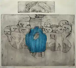 Annetje van Verseveld - Ets , Groot gezin - 1968 verkauft für € 50!