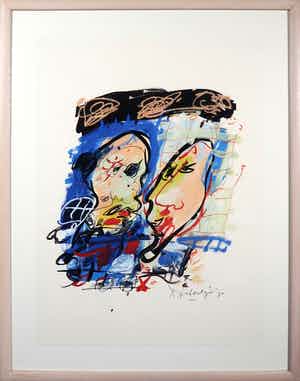 Kees Salentijn - Gouache op papier, Zonder titel - Ingelijst verkocht voor € 150!