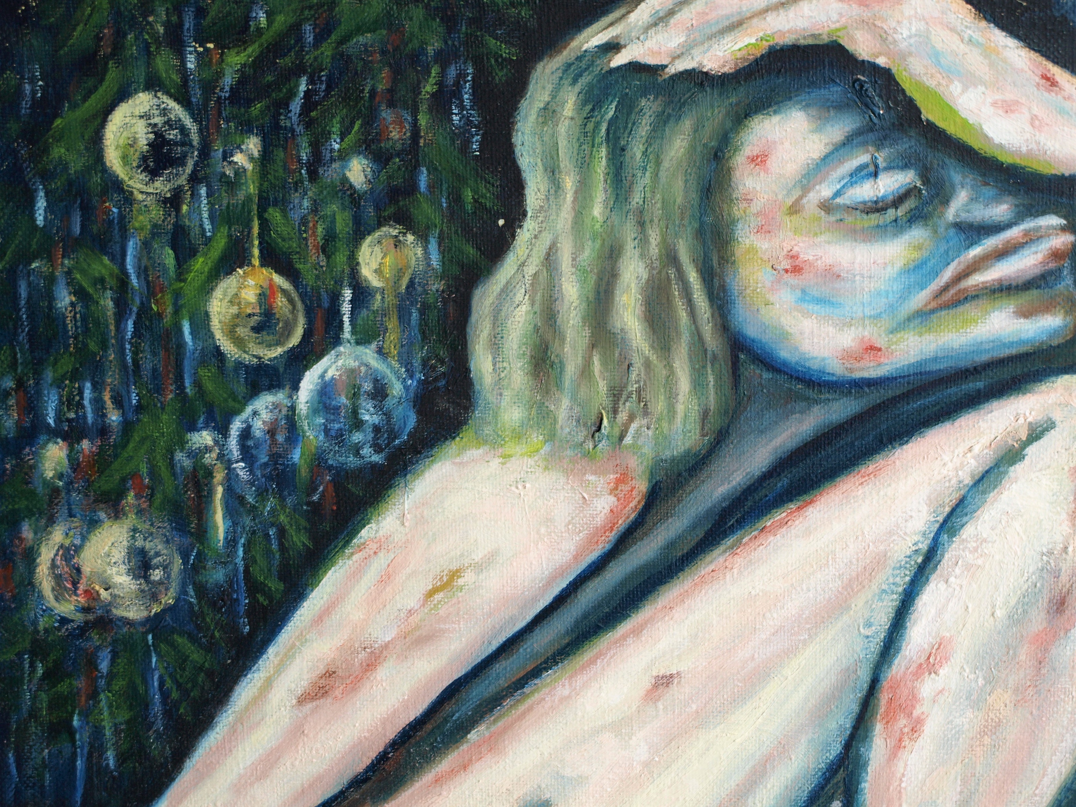 Niet of onleesbaar gesigneerd - Olieverf op doek , Christmas is coming to town – 60 x 80 cm  kopen? Bied vanaf 1!