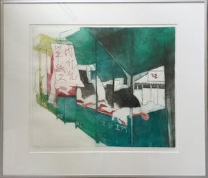 Sylvia Oudkerk - De slager in Lanzou | kleurenets - ingelijst kopen? Bied vanaf 35!