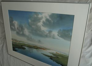 Jan Groenhart - Ingelijste aquarel , Landschap in Wormer en Jisperveld – GROOT kopen? Bied vanaf 10!