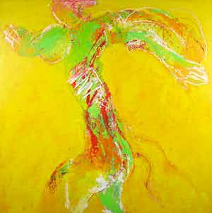 Franscz Witte - Acryl op doek, Abstract (geel) verkocht voor € 1!