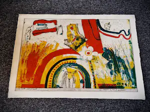 Hannes Postma - Grote handgekleurde reliëf Ets - 1966 - proefdruk exemplaar "Narcissus" kopen? Bied vanaf 47!