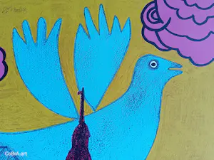 Corneille - 1993 - Vogelperspectief over de klokkentoren van Amsterdam. Gesigneerd E/A kopen? Bied vanaf 195!