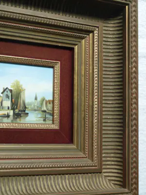 Jens Joppe - Miniatuurschilderij “Dorpje” , olieverf op panneel - ingelijst – 7 x 9 cm. kopen? Bied vanaf 100!