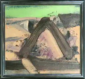 Jaap Ploos van Amstel - Olieverf op doek, Archaisch - Ingelijst verkocht voor € 100!