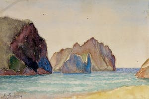 Niet of onleesbaar gesigneerd - Aquarel, Rotsen in Zee, Asturië - Spanje kopen? Bied vanaf 1!