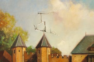 Niet of onleesbaar gesigneerd - Olieverf op doek, Stadsgezicht Amersfoort met Koppelpoort - Ingelijst kopen? Bied vanaf 1!