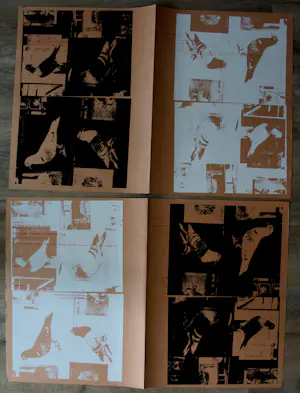 Jan de Bie - 6 zeefdrukken in houten map: Dooibroek - en duiven(hok) registraties kopen? Bied vanaf 299!