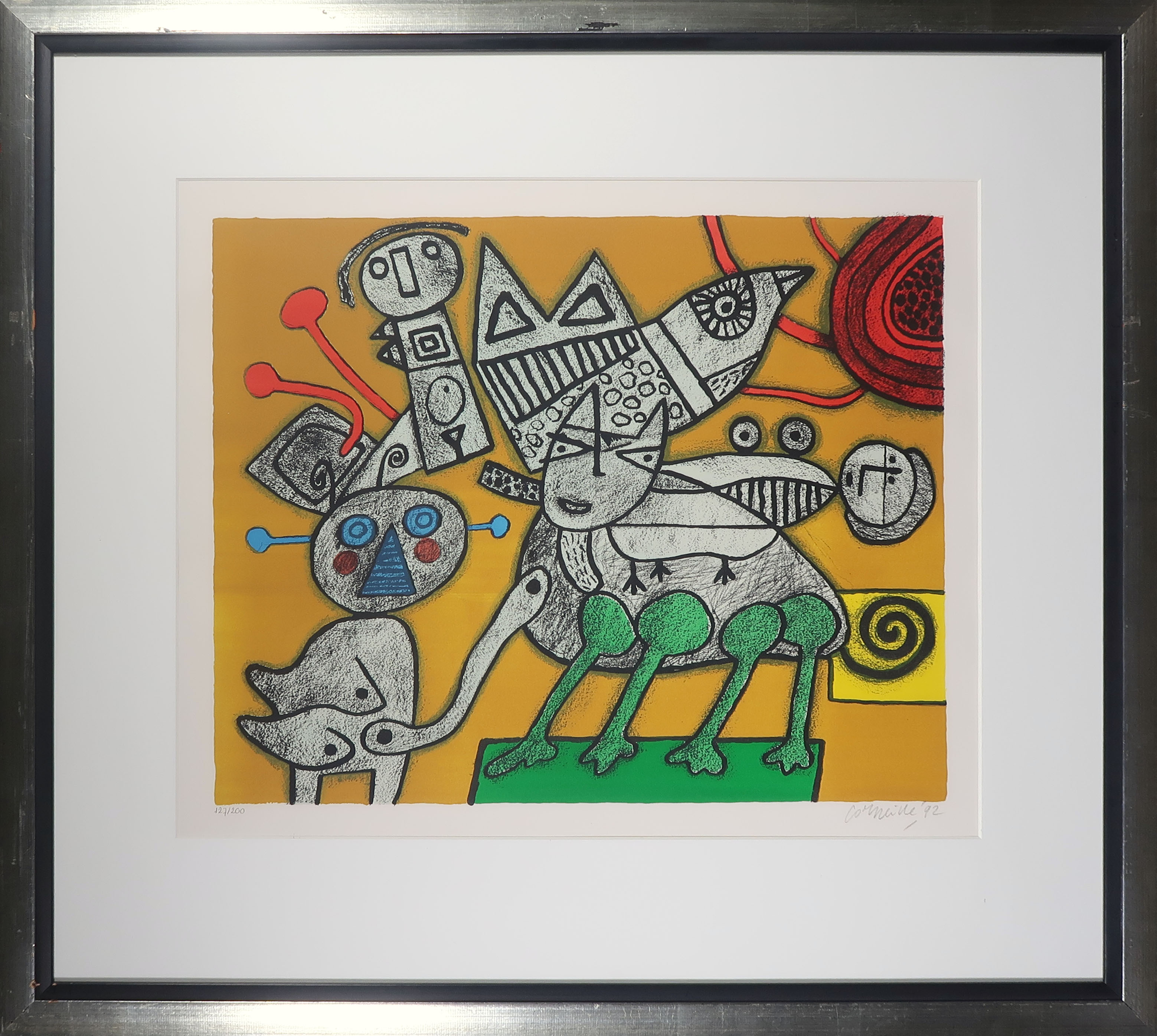 Corneille - Zeefdruk, Chat retrant dans la danse I - Ingelijst kopen? Bied vanaf 250!