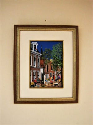 Fred Breebaart - karakteristiek Naïef & zeer gedetailleerd OLIEVERF "stadsgezicht Delft" gesign kopen? Bied vanaf 20!