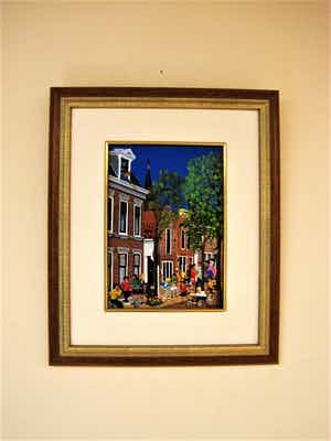 Fred Breebaart - karakteristiek Naïef & zeer gedetailleerd OLIEVERF "stadsgezicht Delft" gesign verkocht voor € 20!