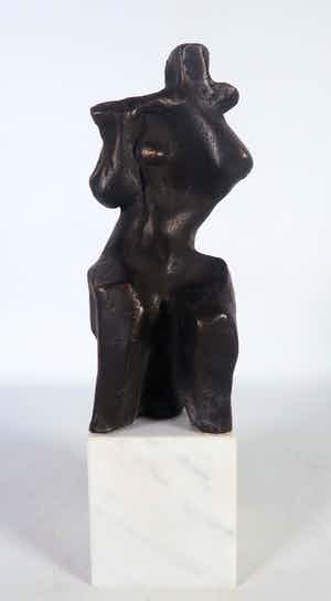 Paulus Reinhard - Brons en marmer, Fluitspeler verkocht voor € 350!