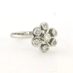 18k witgouden ring met briljant en single cut geslepen diamant tot. 0.05ct kopen? Bied vanaf 260!