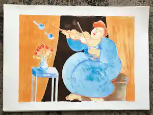 Ada Breedveld - Zeefdruk. Titel, "Violiste". verkauft für € 50!