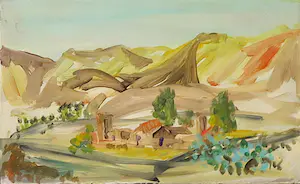 Niet of onleesbaar gesigneerd - Olieverf op paneel, Landschap kopen? Bied vanaf 1!