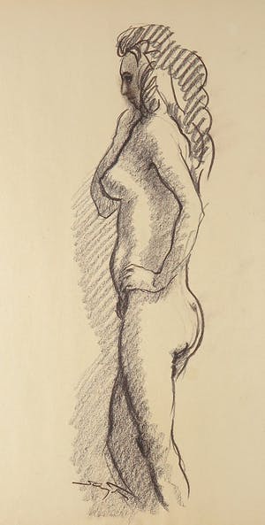 Jan Sluijters (jr.) - Houtskool op papier, Staand naakt kopen? Bied vanaf 1!