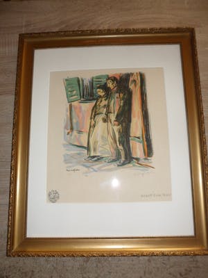 Ernst Bischoff-Culm - Kleurenlitho, Titel, Brand, straatbeeld met koppel. kopen? Bied vanaf 30!