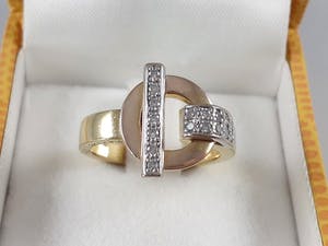 18k tri-colour gouden ring Guy La Roche met  0.28 ct diamanten - ringmaat 17 kopen? Bied vanaf 360!