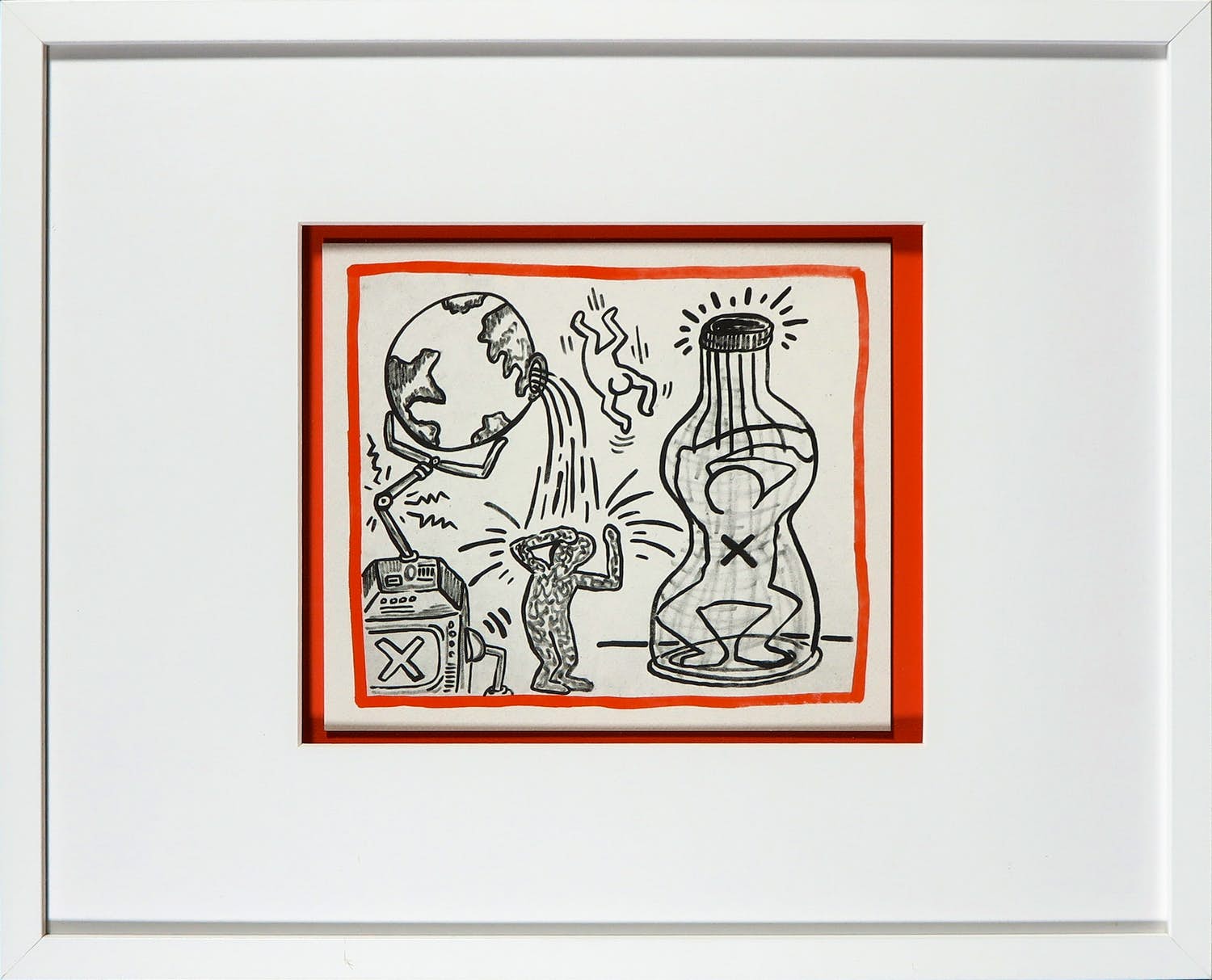 Keith Haring - Zeldzame litho uit het portfolio Against all odds - Ingelijst kopen? Bied vanaf 1!