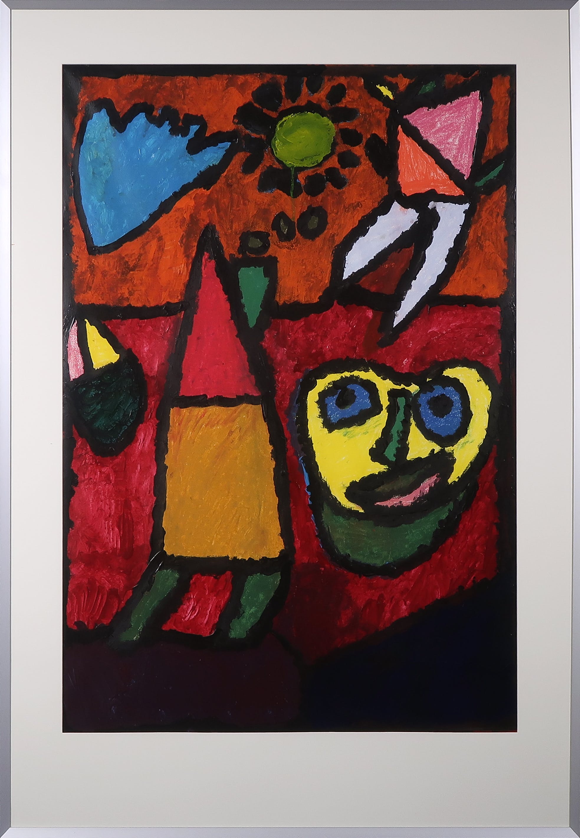 Niet of onleesbaar gesigneerd - Acryl op papier, Zonder titel - Ingelijst kopen? Bied vanaf 1!