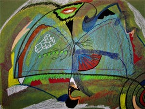 Paul Koning - Bijzonder Psychedelisch 1974 Pastel krijt "Leven is verduiveld Vermoeiend" gesig kopen? Bied vanaf 10!