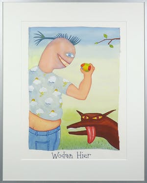 Peter van Oort - Gouache, Wodan hier - Ingelijst kopen? Bied vanaf 1!