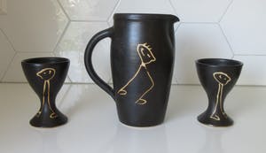 Niet of onleesbaar gesigneerd - Jan Vander Elst - Studio keramische kan en twee bekers kopen? Bied vanaf 1!