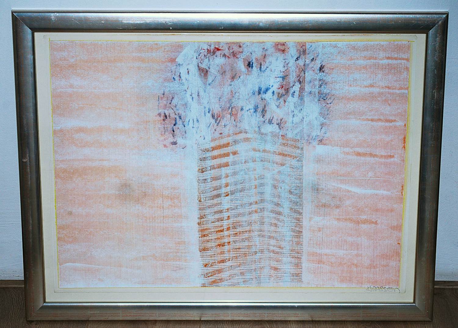 Wil Klaassen - Zonder titel II - (vaas met bloemen) - ingelijste grote gouache kopen? Bied vanaf 100!