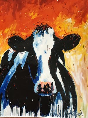 Henk Hofstra - Bord, schaal met Friese Koe, gesigneerd, plateelbakkerij Schoonhoven kopen? Bied vanaf 15!