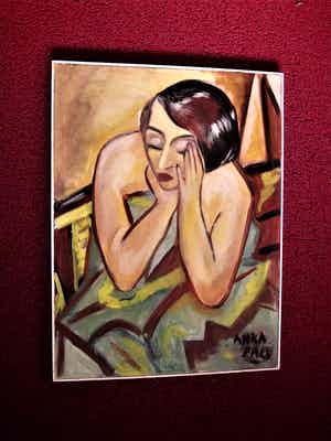 Niet of onleesbaar gesigneerd - Hongarije omstreeks 1950 - Olieverf - Naakt met gesloten ogen - gesigneerd verkocht voor € 1!