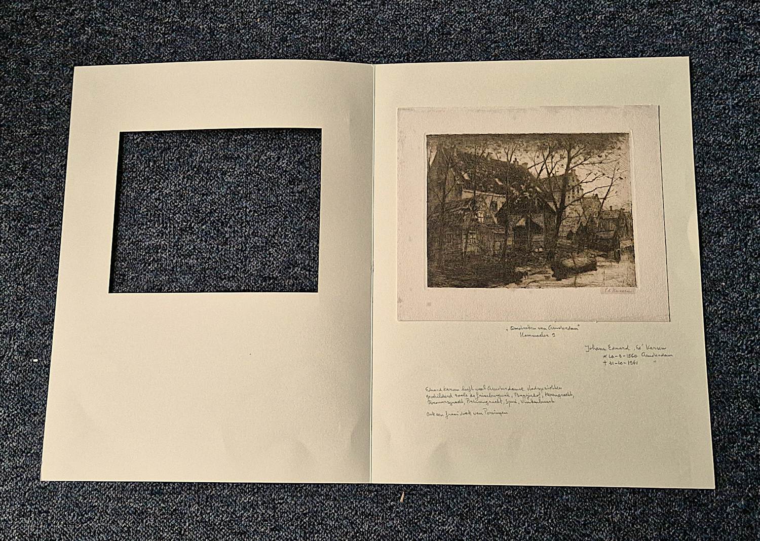 Eduard Karsen - omstreeks 1900 - omstreeken van Amsterdam - droge naald Ets - gesigneerd kopen? Bied vanaf 33!