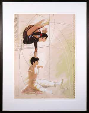 Nico Vrielink - Zeefdruk, Acrobaten - Ingelijst verkocht voor € 50!