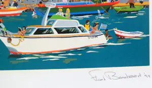 Fred Breebaart - Zomers zicht op kade de van Curaçao. Prachtige kleuren.Naïeve kunst. kopen? Bied vanaf 125!