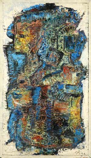 Bram Pihl - Olieverf op paneel, Pasteuze abstracte compositie verkocht voor € 100!