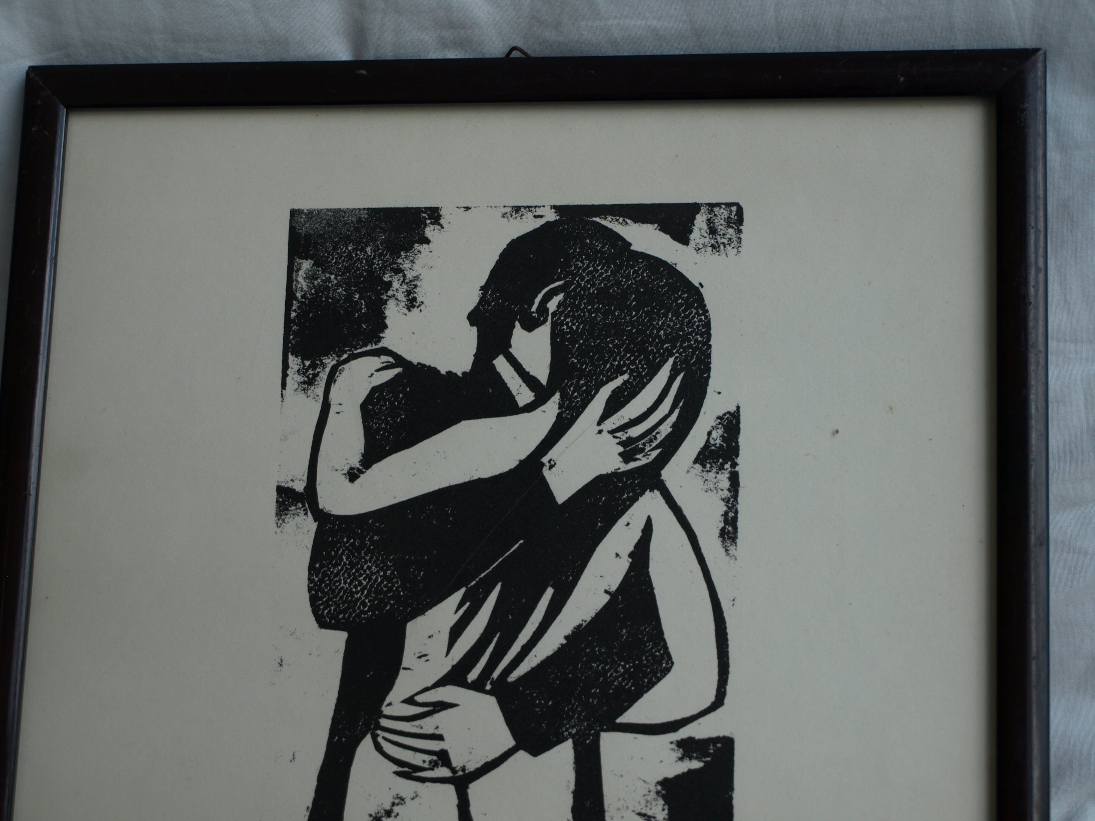 Jozef Bossaert - Kartonsnede , Kussend paar – ingelijst – 1974 kopen? Bied vanaf 15!