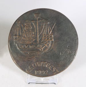 Frank Letterie - Bronzen penning, Eeuwfeest kopen? Bied vanaf 20!