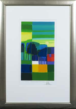 Ton Schulten - Zeefdruk, Voorjaarsgroen 1-Ingelijst verkocht voor € 200!