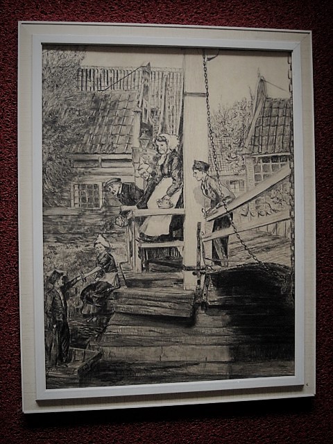 Niet of onleesbaar gesigneerd - Volendam 1931 - "Op de brug in Volendam bij het Dril" gesigneerd kopen? Bied vanaf 1!