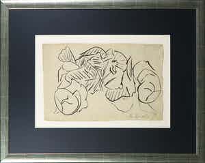 Reinhoud D'Haese - Inkttekening, Abstracte compositie - Ingelijst verkocht voor € 1!