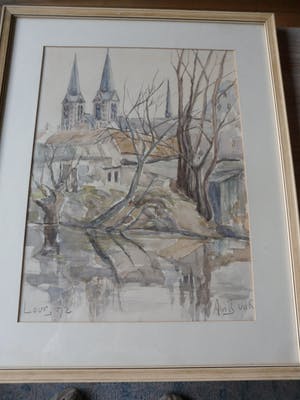Niet of onleesbaar gesigneerd - Aquarel. Stadsgezicht van Leur uit 1972. kopen? Bied vanaf 1!