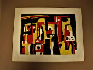 Gust Romijn - Liga nieuwe Beelden - 1956 - Hout/Linosnede - "Spaans dorp" potloodgesigneerd kopen? Bied vanaf 57!